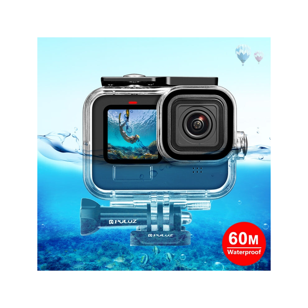 PULUZ for GoPro HERO12 Black /11 Black /10 Black /9 Black 60m Waterproof Housing Protective Case with Buckle Basic Mount & Screw