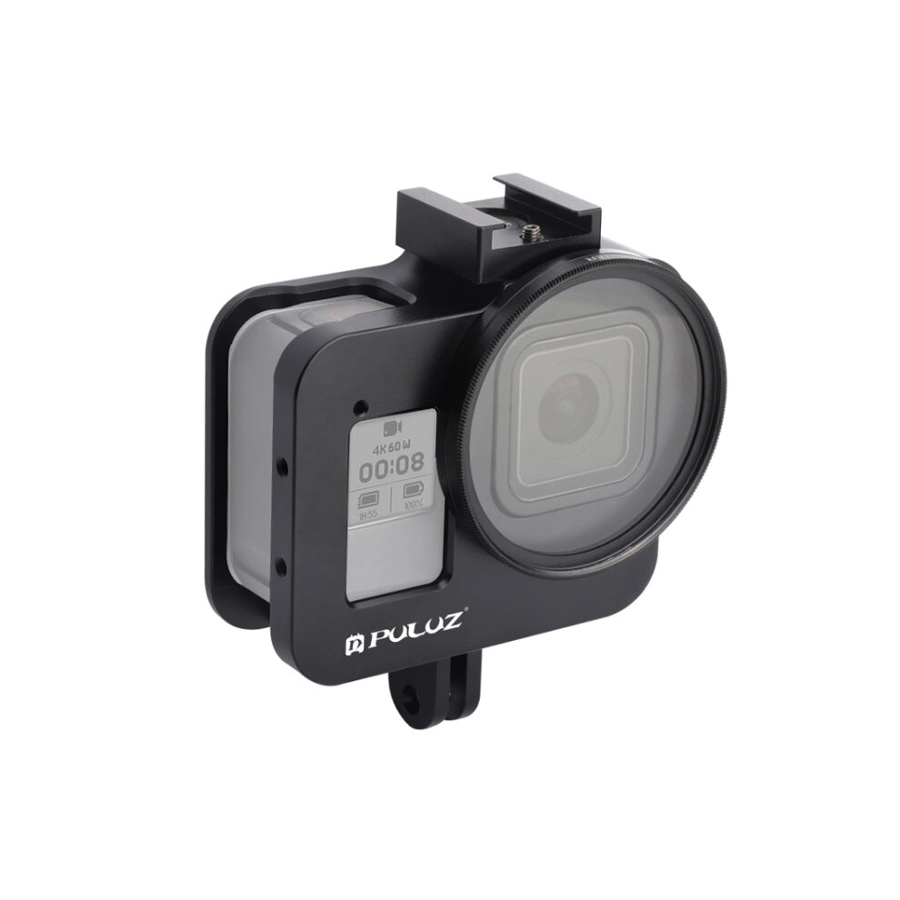 Puluz Housing Shell Cnc Aluminum Alloy Protective Cage With 52Mm Uv Lens For Gopro Hero8 (Black) Black 762753052292