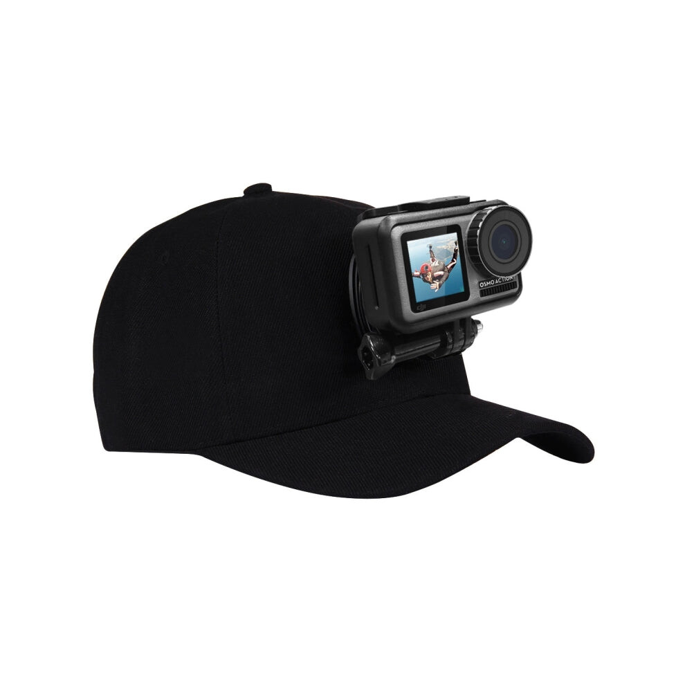 Puluz Baseball Hat With J-Hook Buckle Mount & Screw For Gopro, Dji Osmo Action And Other Action Cameras(Black) Black 5710698038920