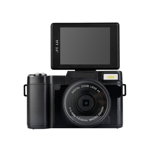 R2 2.7K Vlog Camera 4X Zoom Digital Camera with 3.0 inch Flip Screen (Black) 1