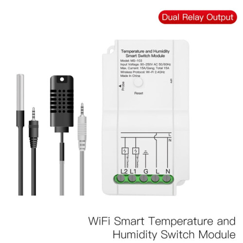 WiFi Switch Module+Temperature Probe Tuya Dual-way Temperature and Humidity Switch Timer Smart Switch 2