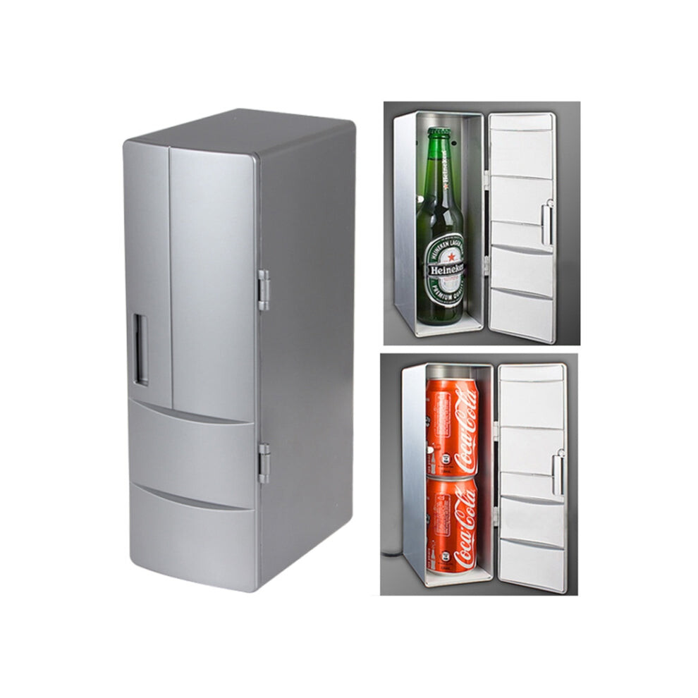 Deal Or No Deal 3.5W Usb Pc Mini Fridge Beverage Drink Cooler / Warmer, Size: 24.5 X 10.8 X 8.3Cm(Silver)