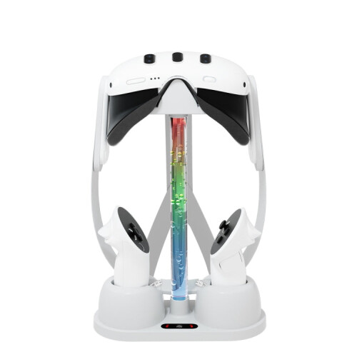 For Meta Quest 3 VR Glasses Charging Base Storage Bracket with Cool RGB Light(White) 1