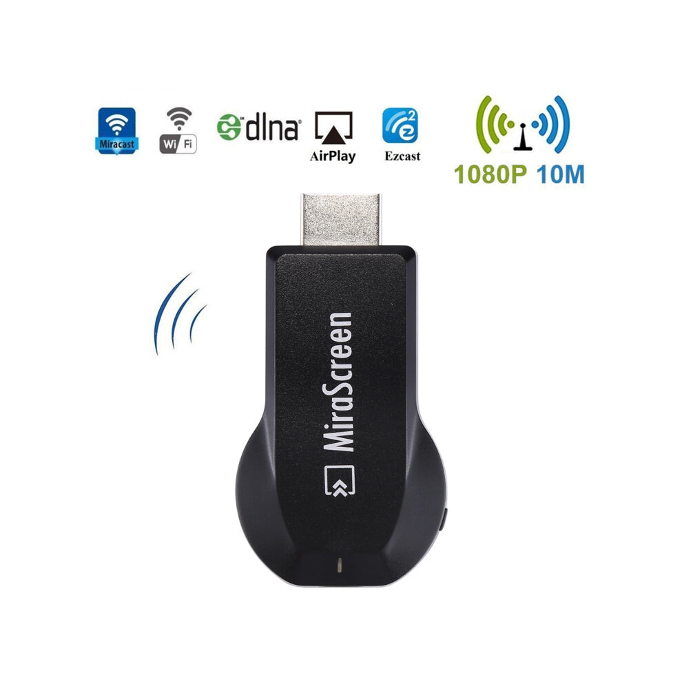 Mirascreen Wifi Display Dongle / Miracast Airplay Dlna Display Receiver Dongle Wireless Mirroring Screen Device With 2 In 1 Usb Cable (Black) Black 7350087962306