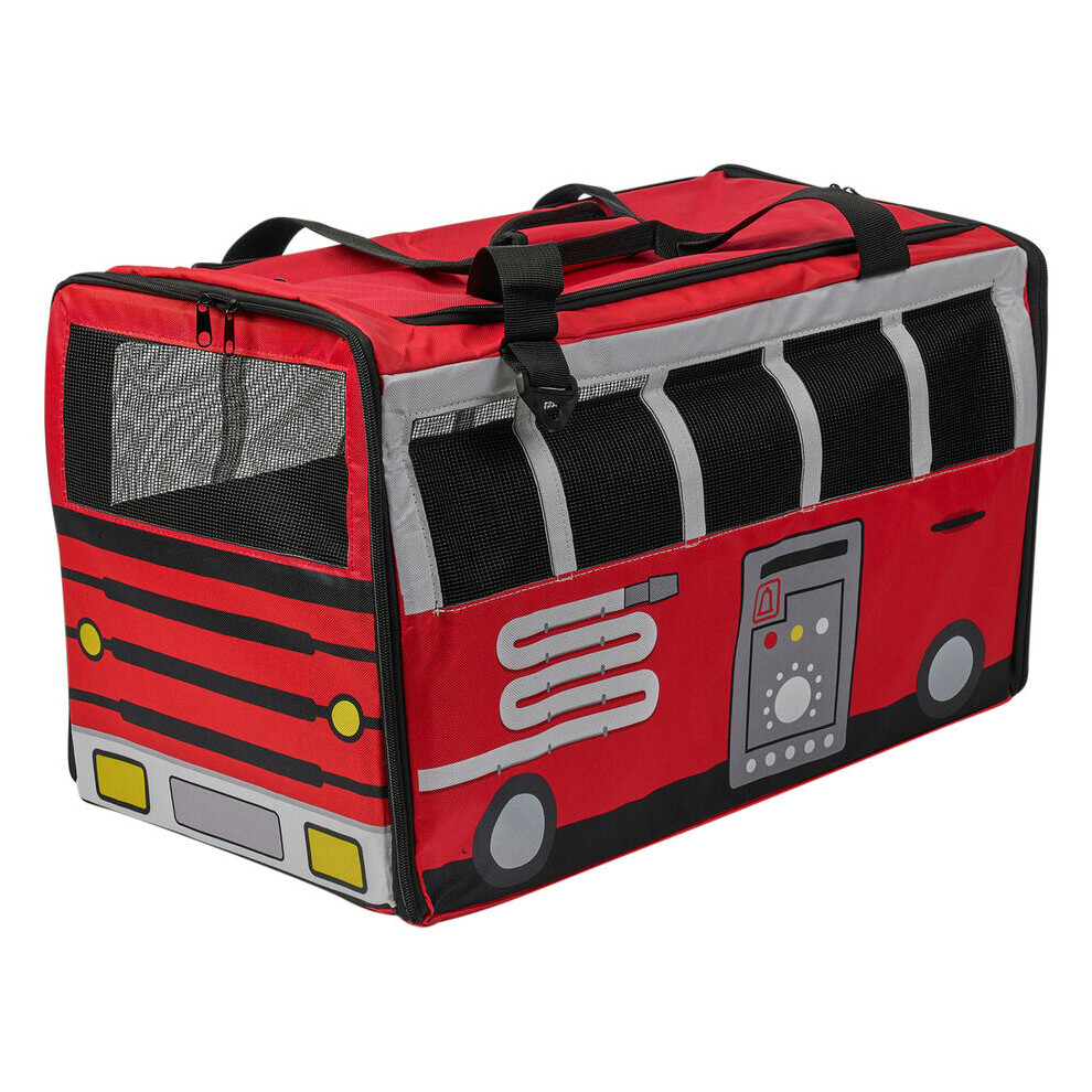 (Red Fire Bus) Pet Carrier Bag Soft Polyester Travel Carry Case