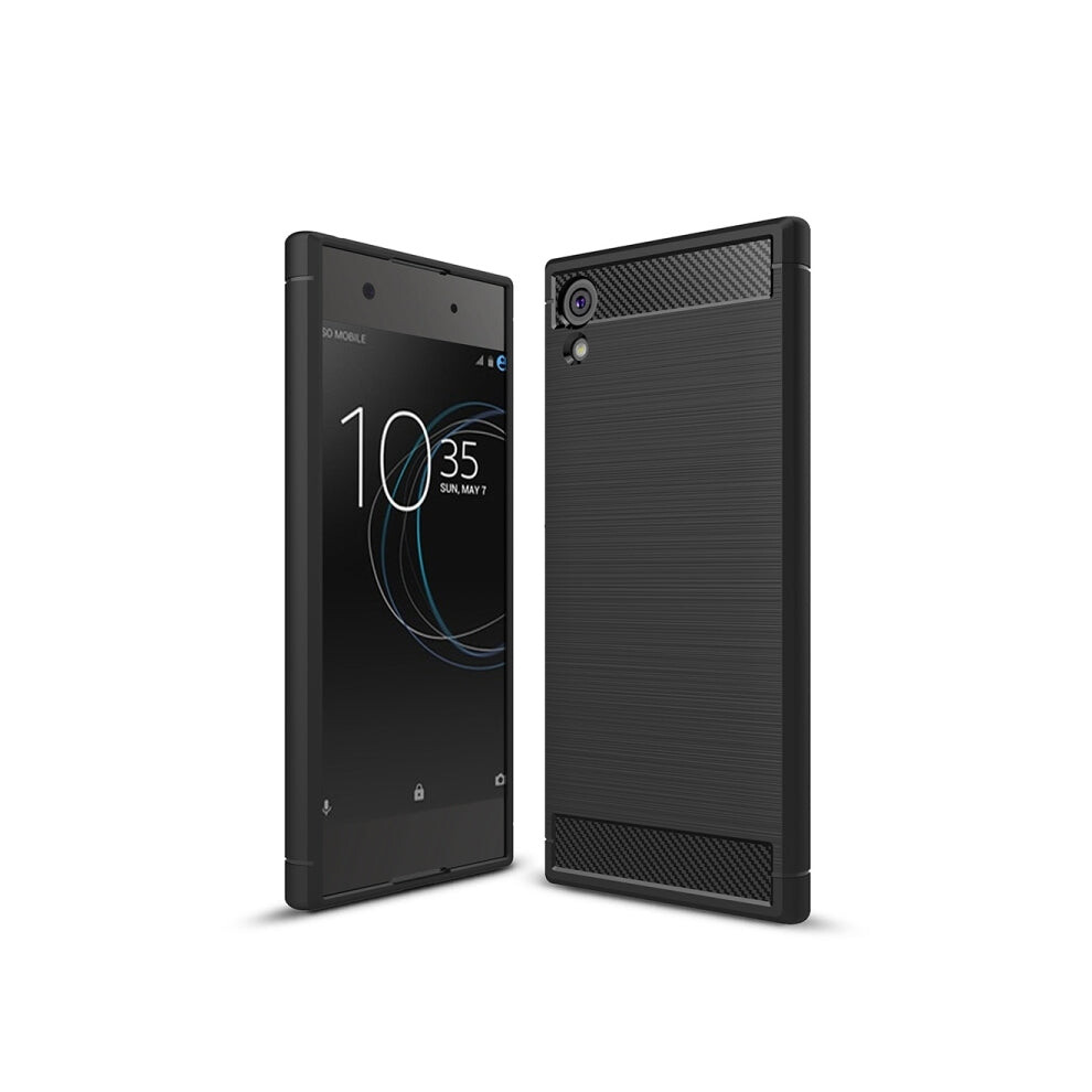 For Sony Xperia Xa1 Brushed Texture Carbon Fiber Shockproof Tpu Rugged Armor Protective Case(Black) Black 5713167101460