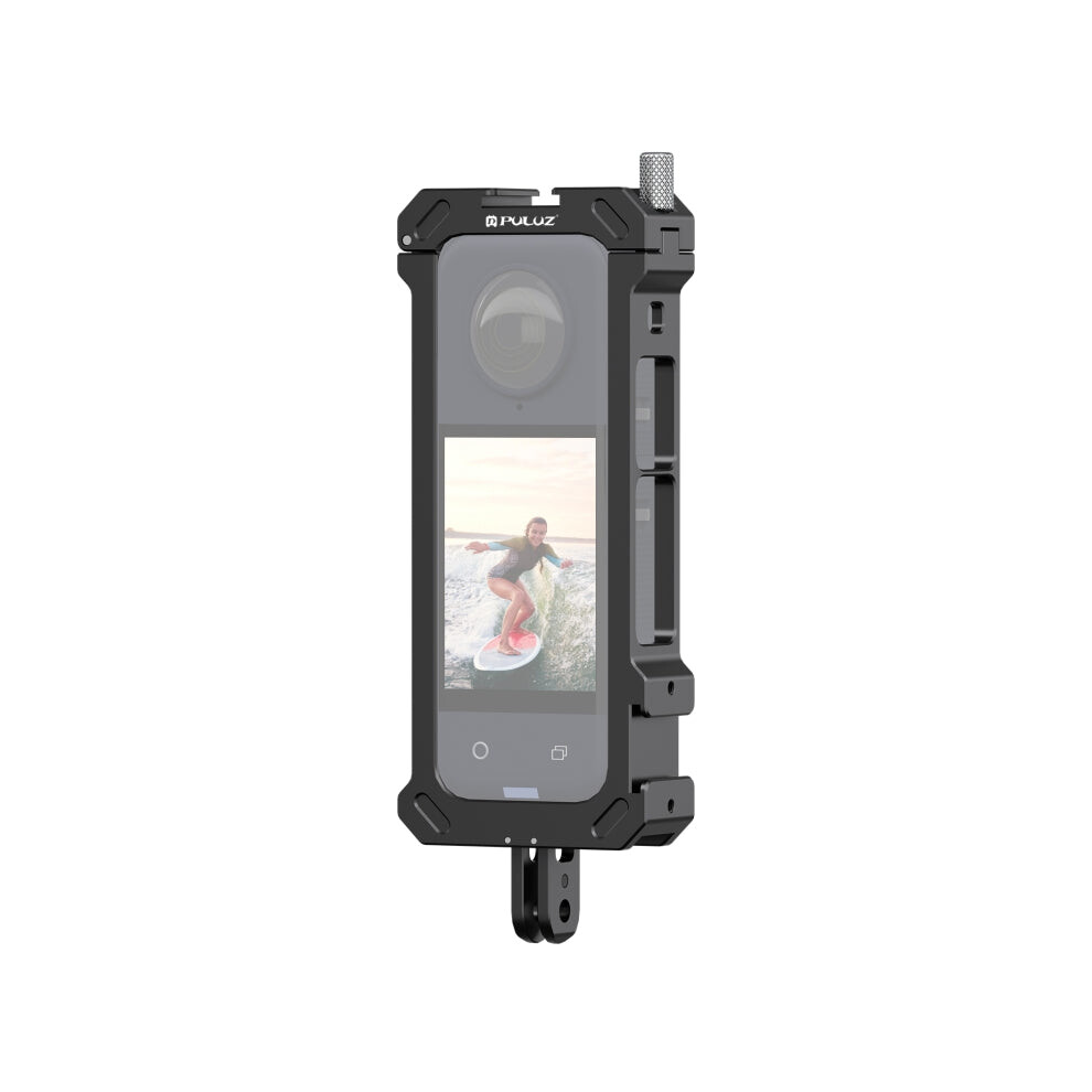 For Insta360 X4 Puluz Metal Protective Cage Rig Housing Frame With Expand Cold Shoe Base & Tripod Adapter (Black) Black 664689833887