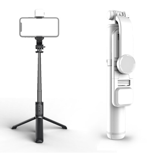 Q02S Fill Light Bluetooth Selfie Stick Tripod Mobile Phone Holder(White) 1
