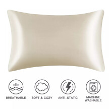 (Ivory/Cream Pillowcase 2-Pack) Double Sided Pillowcase Satin Silk Soft Pillow Cover For Hair Pack of 1, 2 & 4