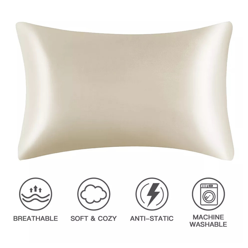 (Ivory/Cream Pillowcase 8-Pack) Satin Silk Pillowcase For Hair Pack of 1, 2 & 4