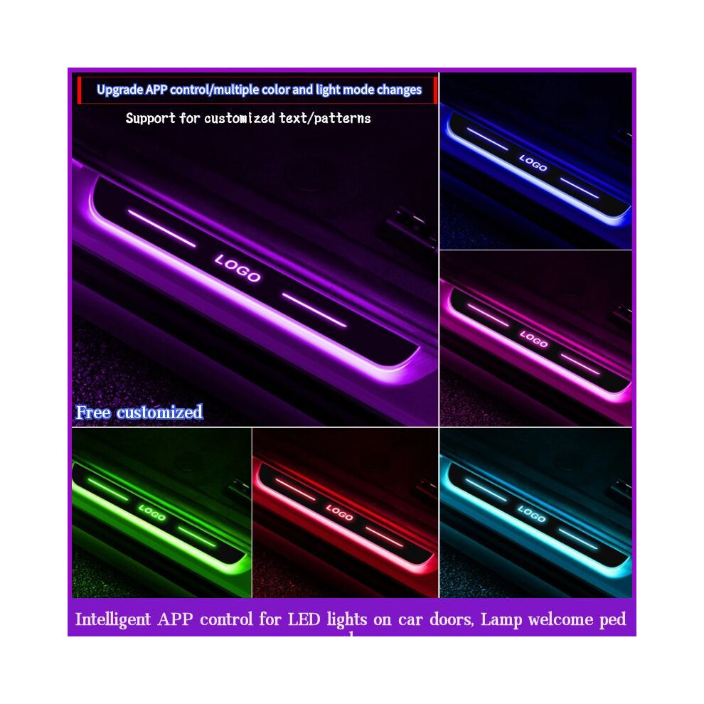 (For H-YUNDAI, 2 PCS Front door) Customized Car door Sill light logo Projector lamp Power Moving LED Welcome-image-OPC-PFBKNMB-NEW