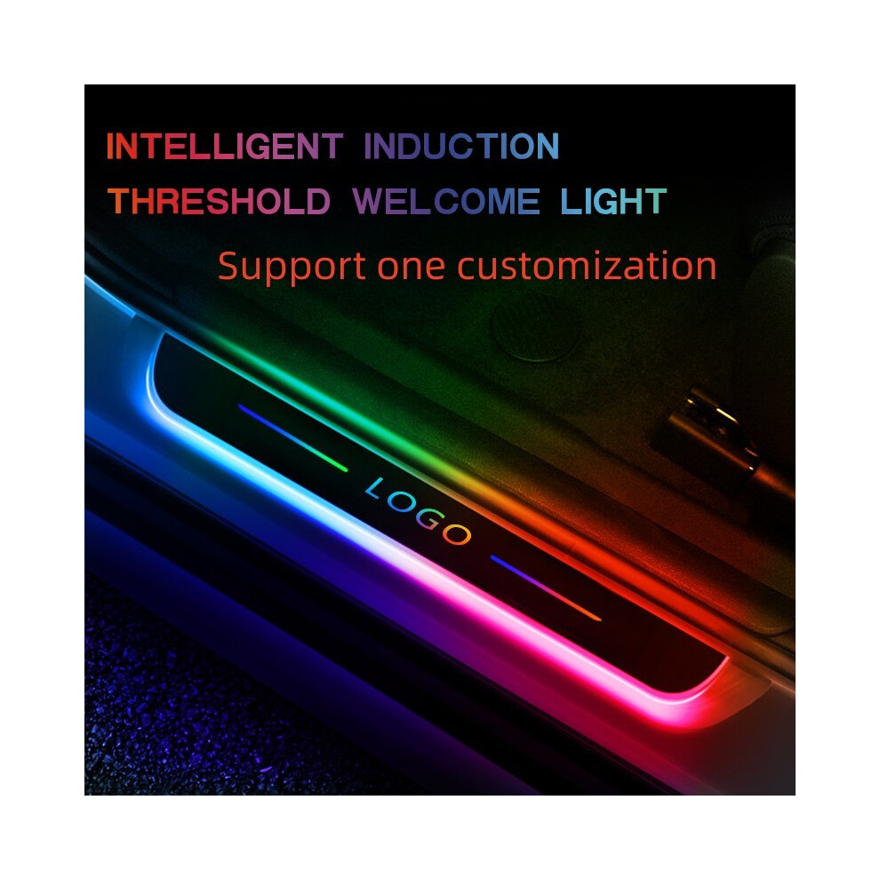 (For  V-OLKSWAGEN, 2 PCS Front door) Customized Car door illuminated sill light logo Projector lamp Power Moving-image-OPC-PFBKPXM-NEW