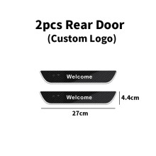 (For M-AZDA, 2pcs Rear door) Carbon fiber Car Door Sill Light Threshold Lamp Customized Logo Power