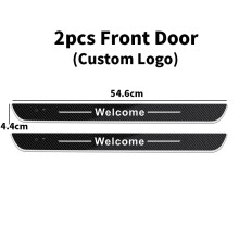 (For A-UDI, 2pcs Front door) Carbon fiber Car Door Sill Light Threshold Lamp Customized Logo Power