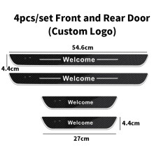 (For B-MW, 4pcs Front and Rear) Carbon fiber Car Door Sill Light Threshold Lamp Customized Logo Power