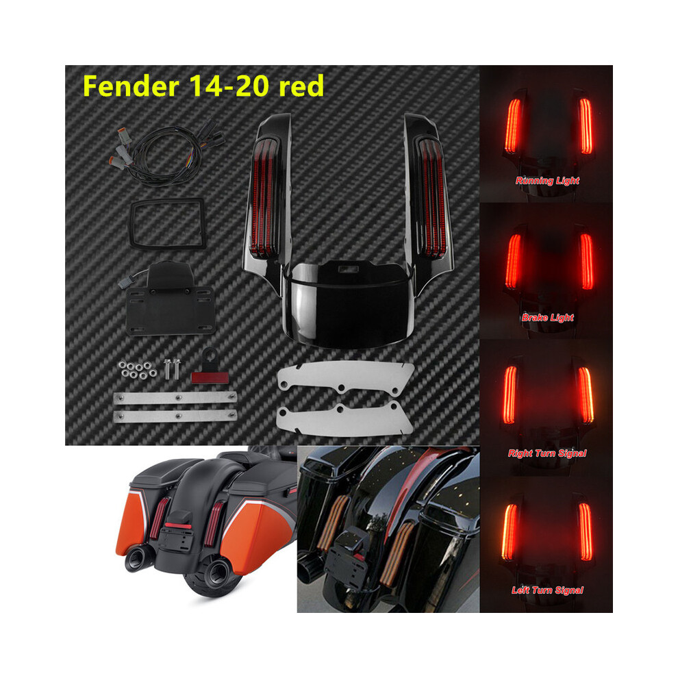 (Fender 14-20 ) Motorcycle Led Rear Fender Fascia Set For Harley Touring Electra Red/Light 8902774214312