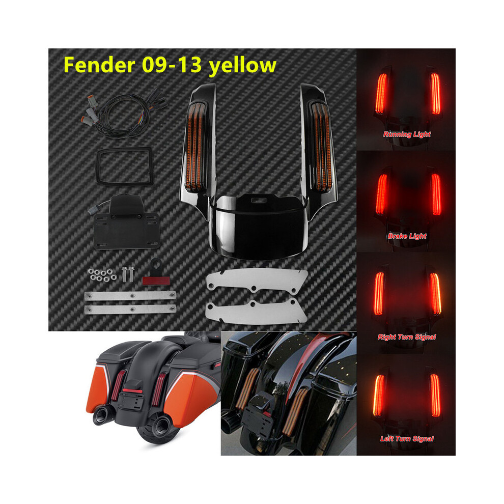 (Fender 09-13 ) Motorcycle Led Rear Fender Fascia Set For Harley Touring Electra Yellow/Light 8902774214329