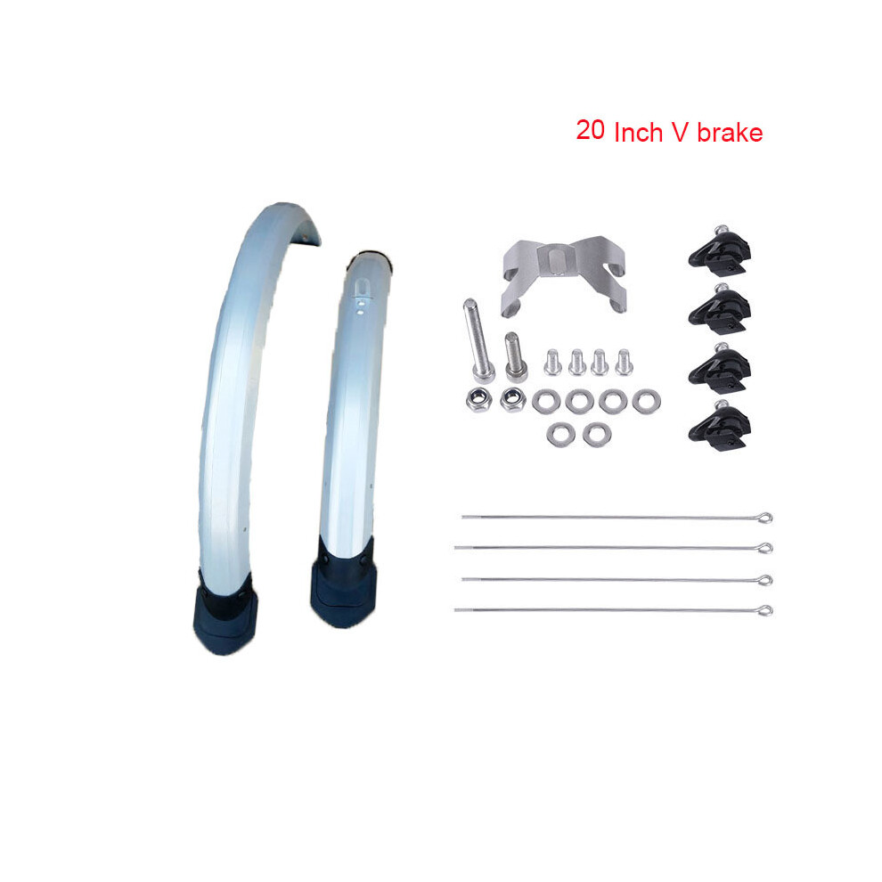 Maxpower (20Inch V Silver) 16 20 Inch Bicycle Fender 2Pcs Front Rear Mudguard Double Bracing Adjustable