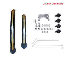 (20inch D Black gold) 16 20 inch Bicycle Fender 2pcs Front Rear Mudguard Double Bracing Adjustable