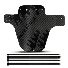 (2 pcs FTNC Black) 2Pcs Mountain Bike Mudguard 3D Carbon Fiber Twill Fender Front/Rear Tire
