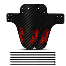 (2 pcs Red) 2Pcs Mountain Bike Mudguard 3D Carbon Fiber Twill Fender Front/Rear Tire