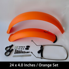 (Orange 24x4.0) Bike Fenders 24/26/20 x4.0 Fat Tire Mud Guards Fender Set Mudguards For