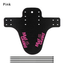 (pink) Mountain Bike Fenders 3D Pattern Colorful Carbon Fiber Mud Guard Wings
