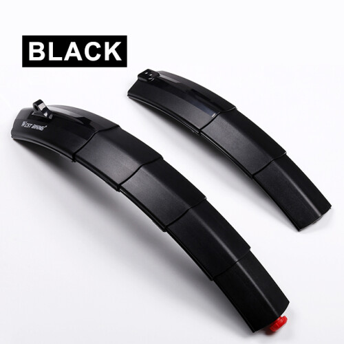 (Black with Taillight) Telescopic Folding Bicycle Fenders with Taillight Quick Release Front
