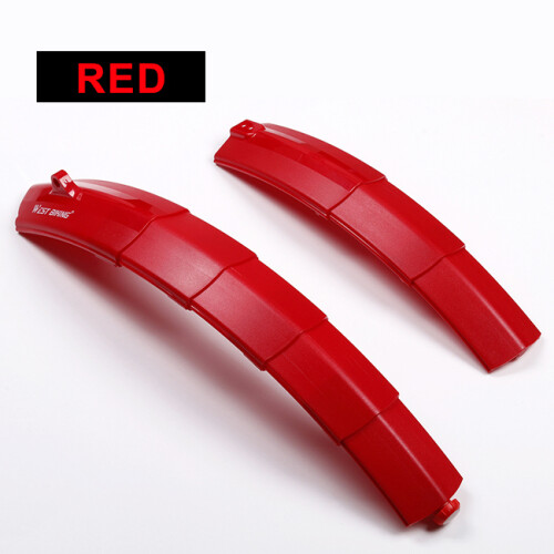 (Red with Taillight) Telescopic Folding Bicycle Fenders with Taillight Quick Release Front