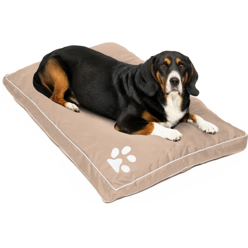 (Beige, X Large) Waterproof Dog Bed Large & Extra Large Pet Washable Zipped Mattress Cushion