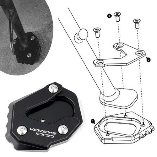 (Grey) Kickstand Foot Side Stand Extension Pad Support Plate For KAWASAKI VERSYS 2