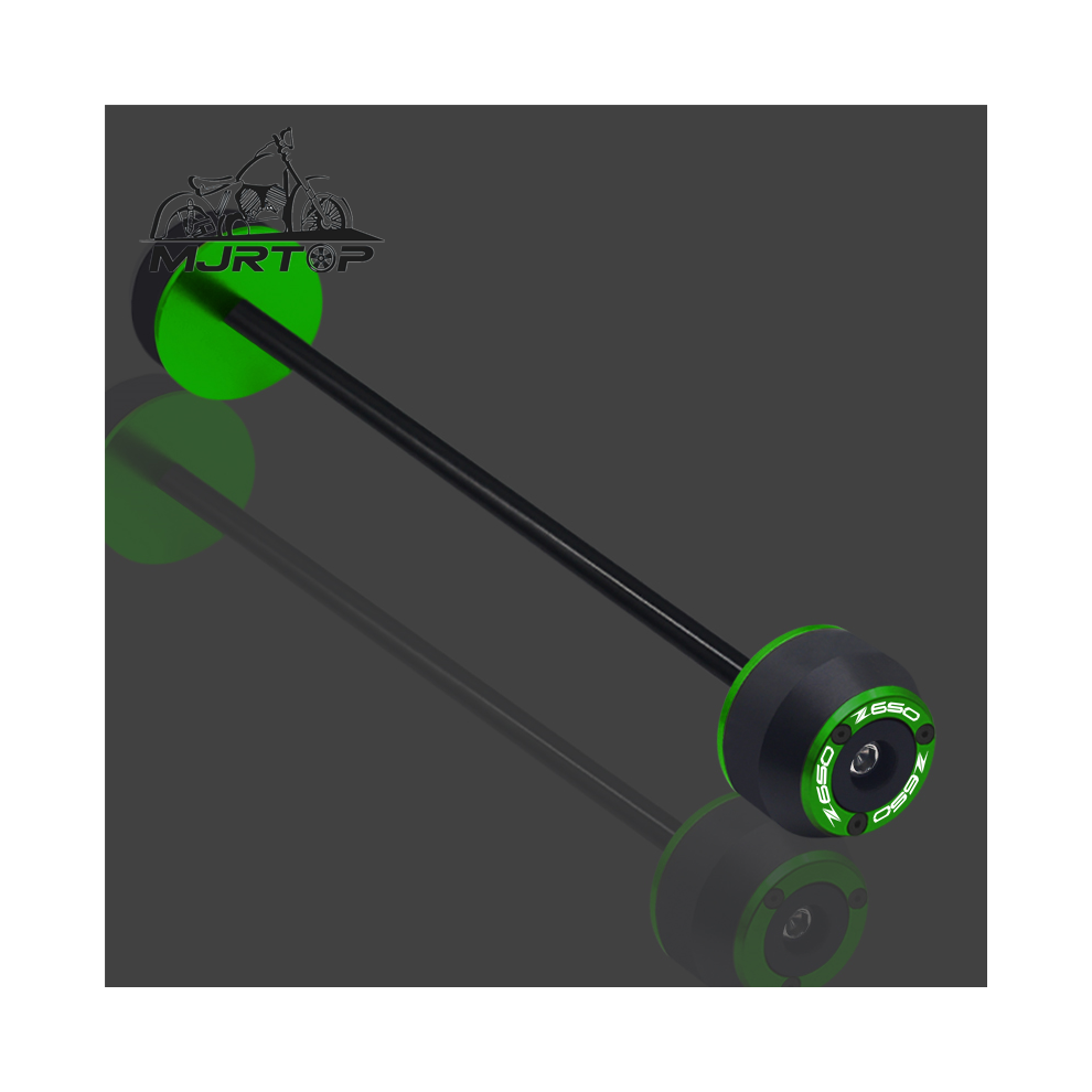 (Front Wheel ) New For Kawasaki Z650 Z650 Z 650 Cnc Front Rear Wheel Axle Sliders Fork Green 8902774031063