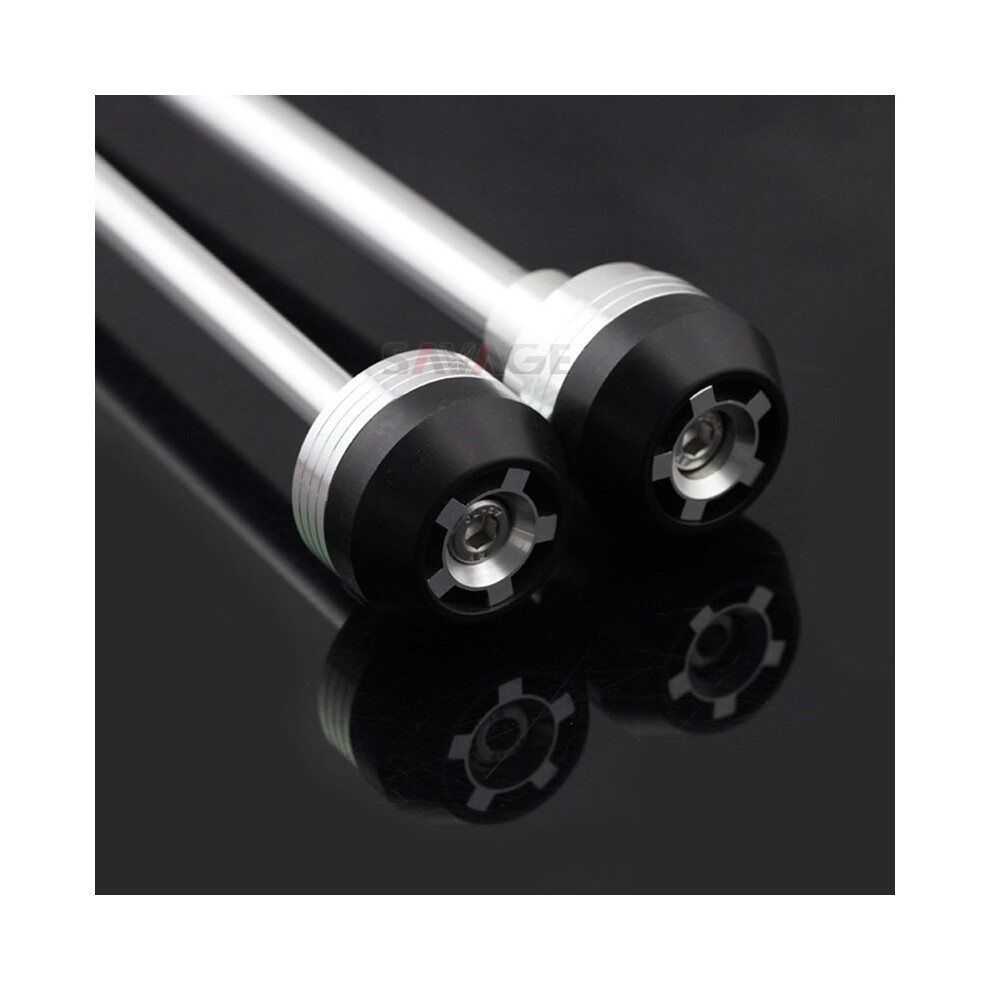 (Front Rear ) Front Rear Axle Fork Crash Sliders For Suzuki Gsr 750 Gsr750 Gsx-S 750 Silver 8902774036976