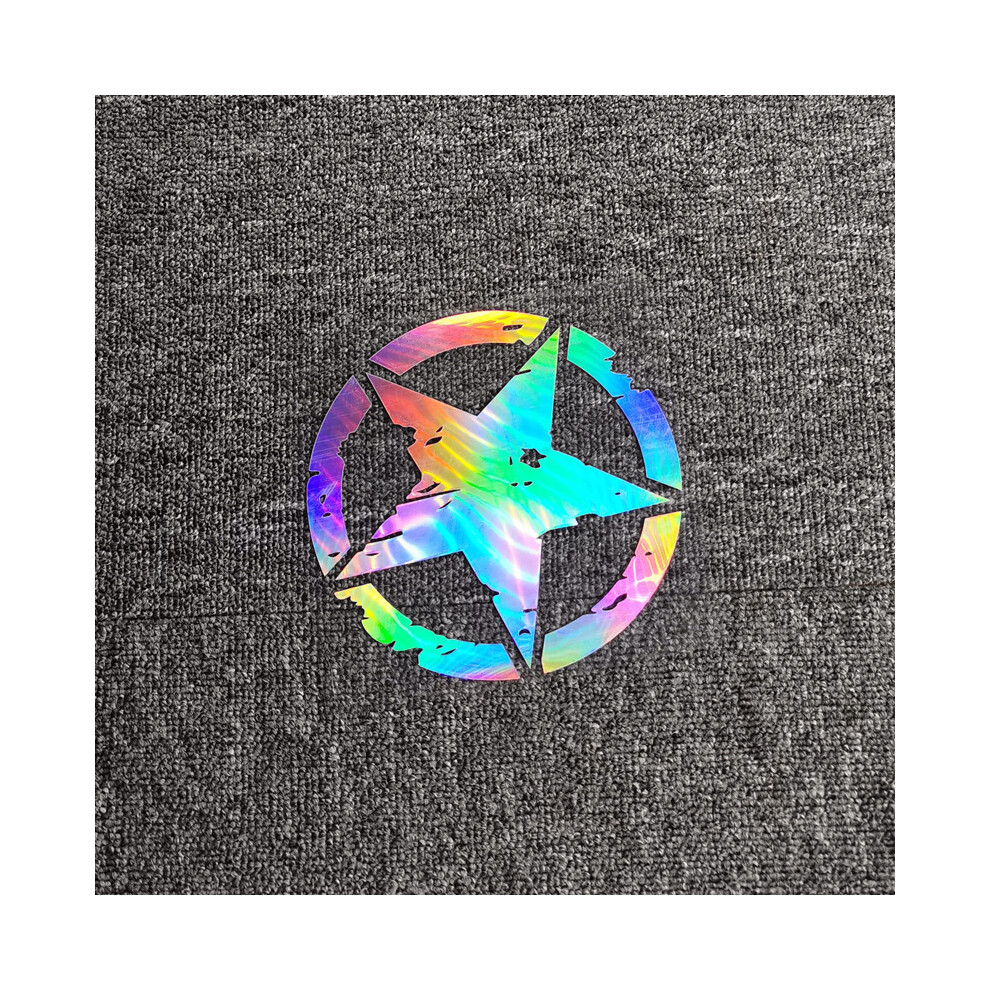 (19 X 19Cm, Laser Reflective) Broken Five-Pointed Stars Car Stickers Reflective Decoration For Motorcycle 8902774048344