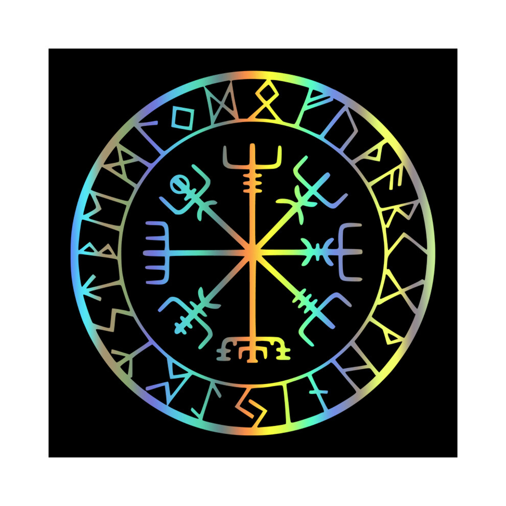 (50 X 50 Cm, Laser) Car Sticker Viking Protection Runes Vegvisir Compass Meval Reflective 8902774049297