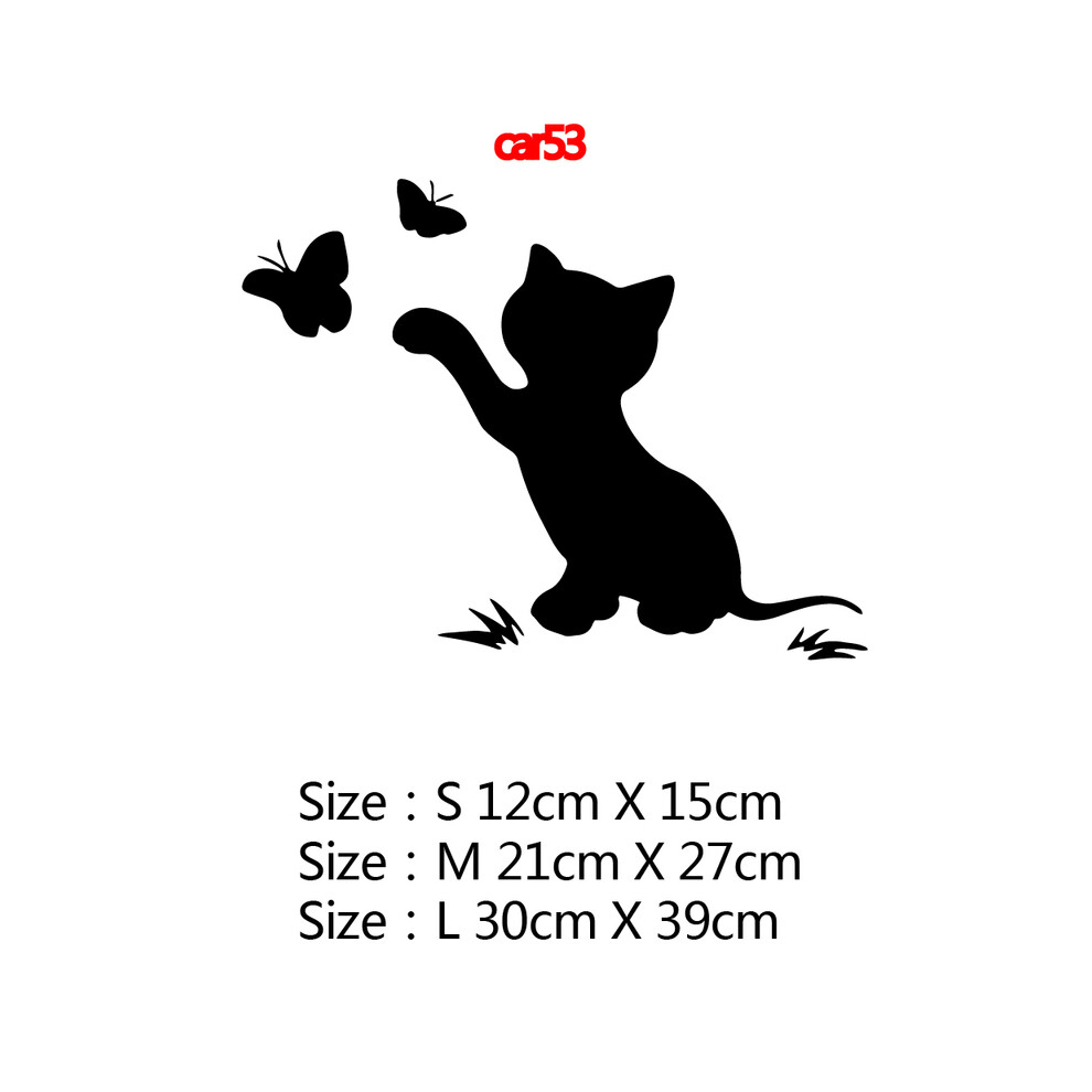 (Size M-21Cm, Style 11) Lovely Cat Car Decal Sticker For Window Decoration Auto Cat Vinyl Black 8902774044667