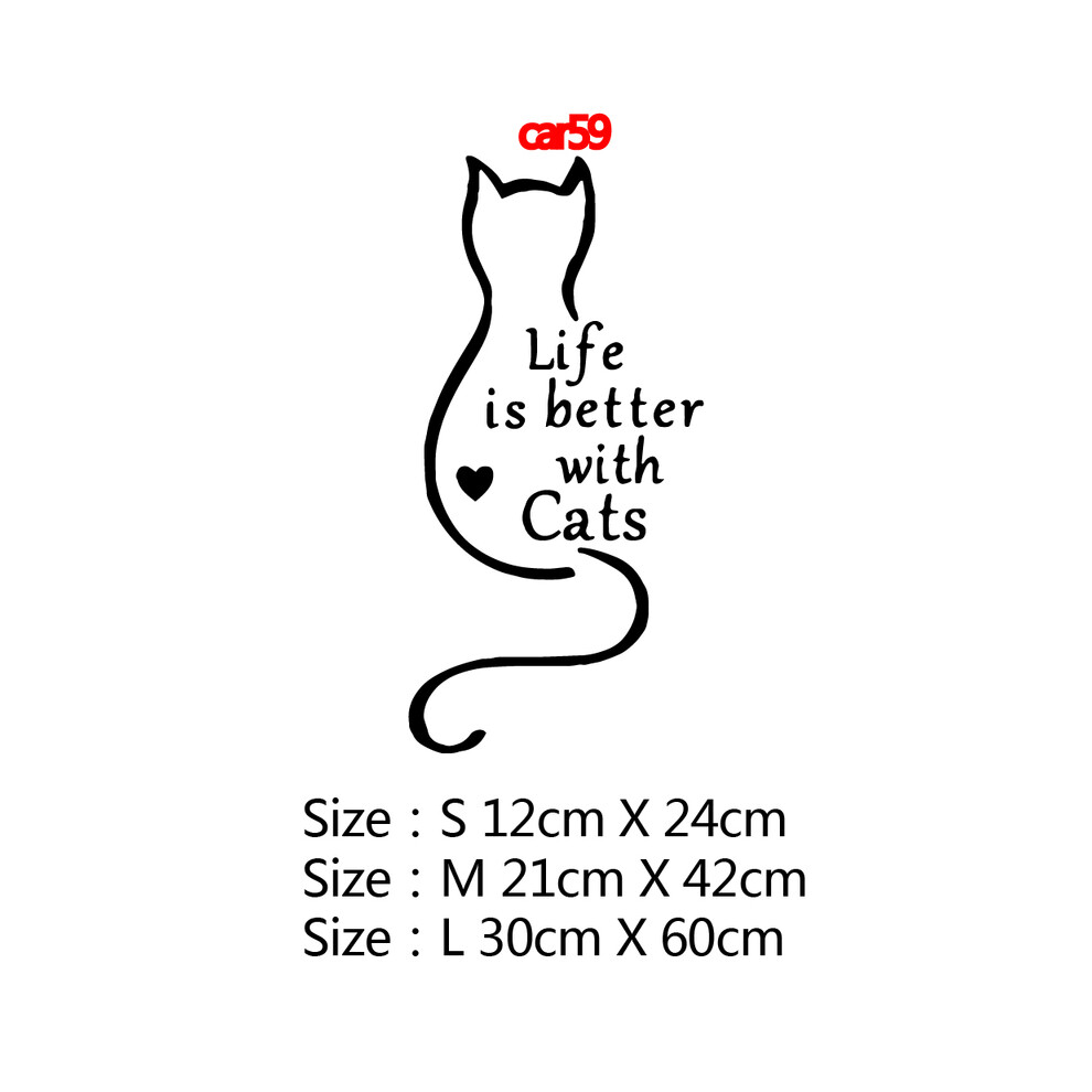 (Size M-21Cm, Style7) Lovely Cat Car Decal Sticker For Window Decoration Auto Cat Vinyl Black 8902774044766