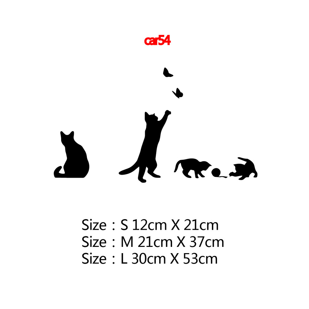 (Size M-21Cm, Style2) Lovely Cat Car Decal Sticker For Window Decoration Auto Cat Vinyl Black 8902774045046