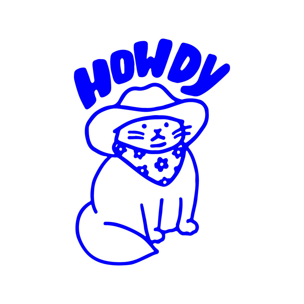 (10Cm X 7Cm, ) Funny Car Decals Howdy Cat Design Car Window Stickers Laptop Decal Auto Blue 8902774047606