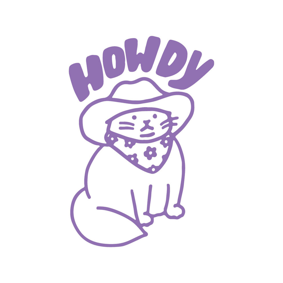 (10Cm X 7Cm, ) Funny Car Decals Howdy Cat Design Car Window Stickers Laptop Decal Auto Lilac 8902774047620