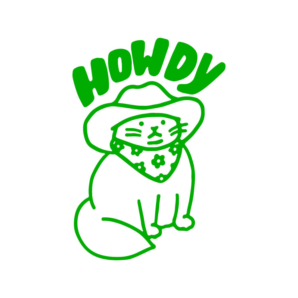 (10Cm X 7Cm, ) Funny Car Decals Howdy Cat Design Car Window Stickers Laptop Decal Auto Green 8902774047668