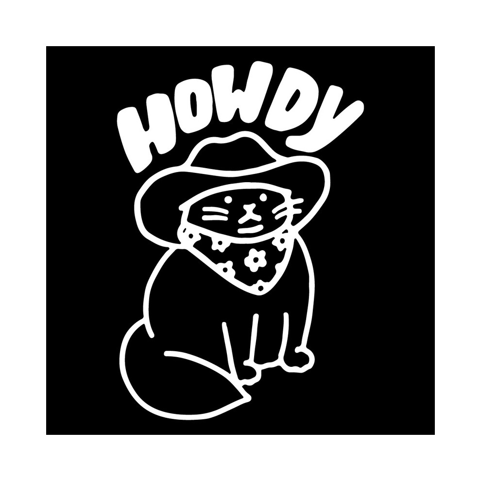 (10Cm X 7Cm, ) Funny Car Decals Howdy Cat Design Car Window Stickers Laptop Decal Auto White 8902774047637