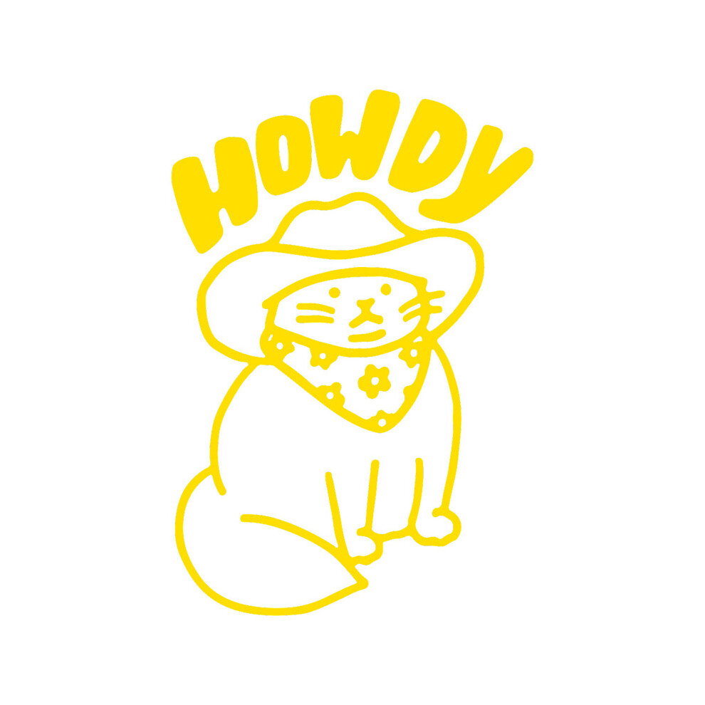 (15Cm X 10Cm, ) Funny Car Decals Howdy Cat Design Car Window Stickers Laptop Decal Auto Yellow 8902774047842