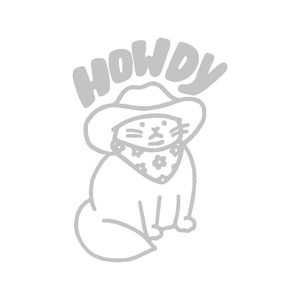 (20Cm X 14Cm, ) Funny Car Decals Howdy Cat Design Car Window Stickers Laptop Decal Auto Grey 8902774047972