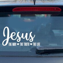 (35cmwide X 18cmhigh, Dark Blue) Jesus The Way Truth  Life Car Window Sticker Decal Religious Christian