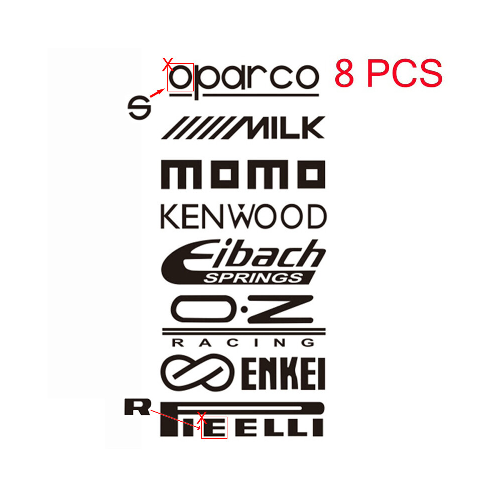 Photos - Other Electrical Equipment MAXPOWER 6/8/9PCS Car Door Decals Set Reflective Stickers Racing Sponsor Technical (11cm widest edge, 8Pcs)