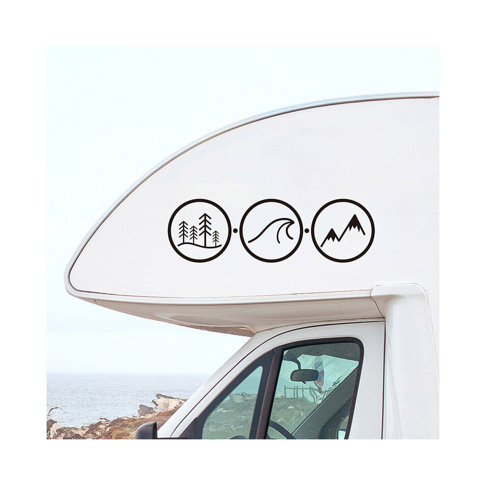 (50 X 15Cm, ) Wave Mountain Nature Car Styling Decals Camper Van Decor Stickers Accessories Yellow 8902774061404