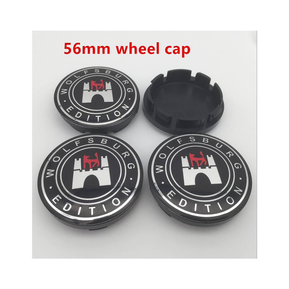 (56mm new black) 4pcs 56mm 60mm 65mm 68mm wolfsburg edition Car Wheel Center Cover Hub