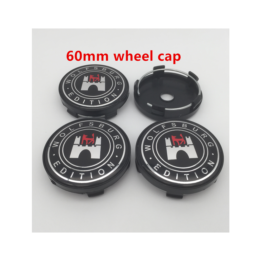 (60mm new black 2) 4pcs 56mm 60mm 65mm 68mm wolfsburg edition Car Wheel Center Cover Hub