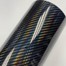 (10CM X 152CM, black) Holographic rainbow red Carbon Fiber Vinyl Wrap Film Bubble Free Air Release